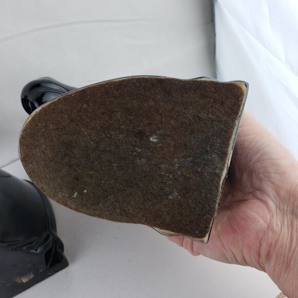 Vintage Abingdon Pottery USA Glossy Black Horse Head Bookends - Picture 4 of 4